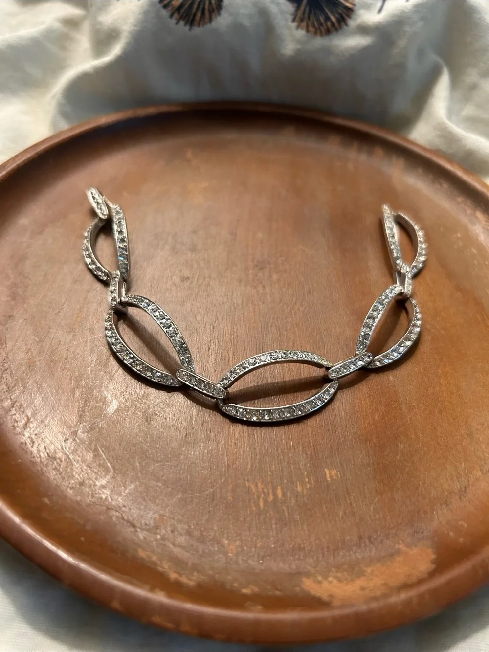 Monet Silver Rhinestone Link Bracelet